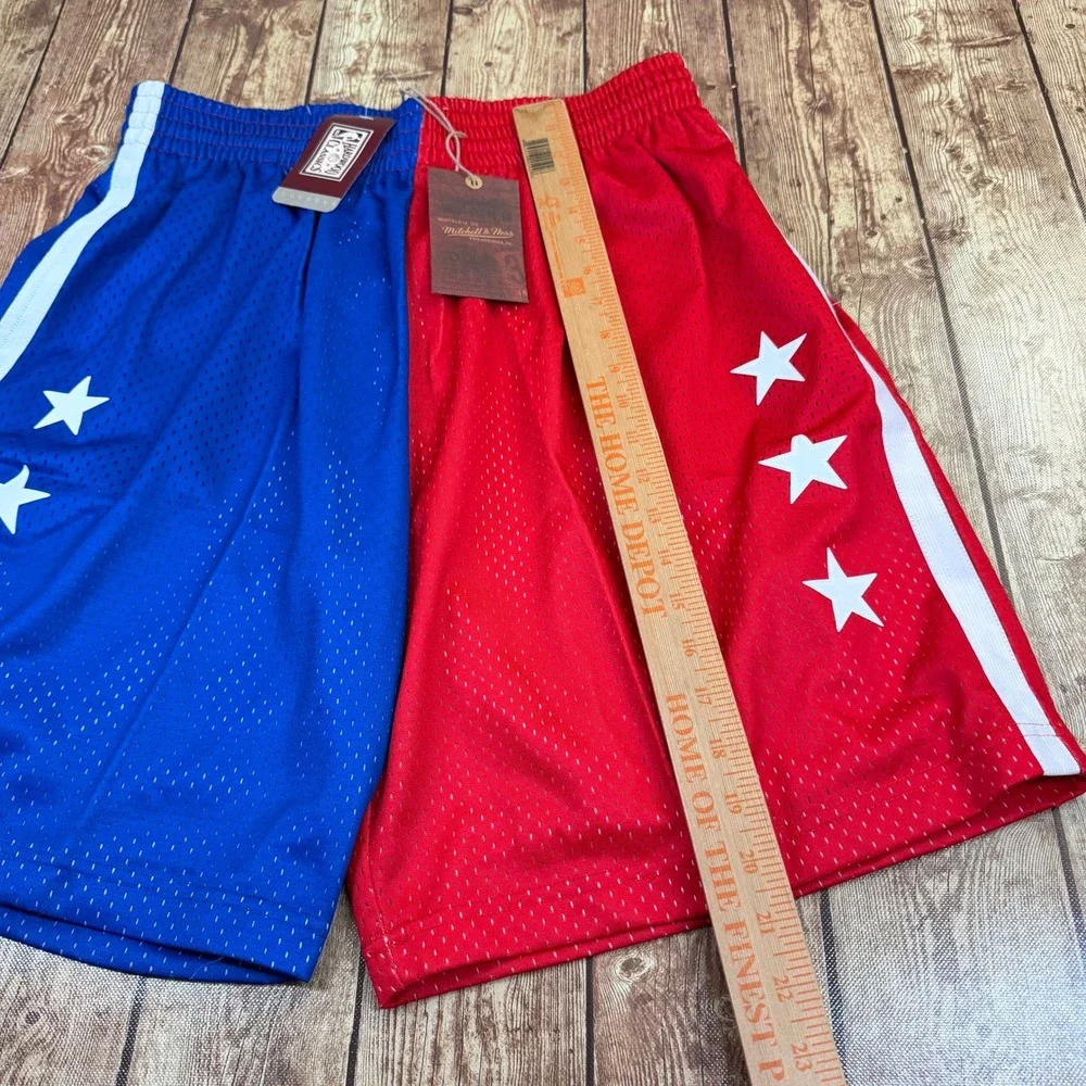 Mitchell & Ness NBA Bullets 1996 Swingman Shorts Mens Large Red Blue Mesh NWT